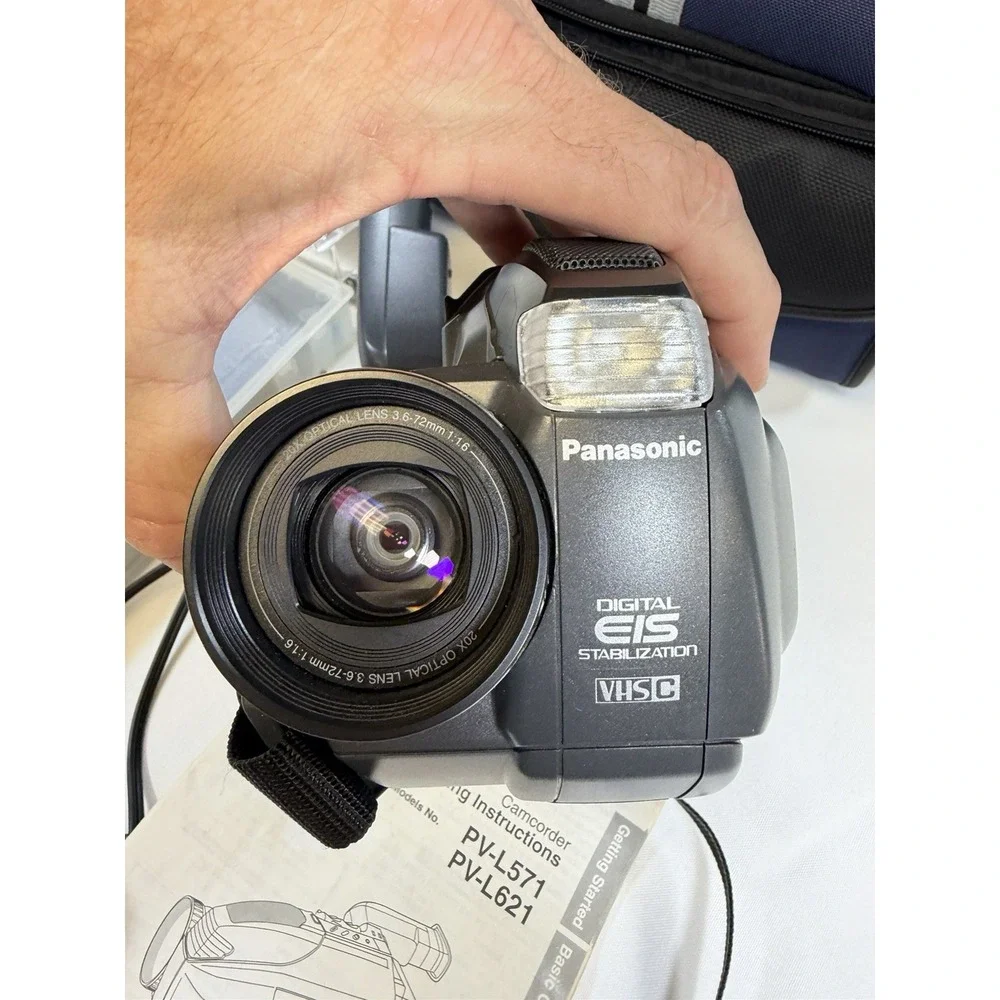 Panasonic Palmcorder PV-L571 VHS-C Camcorder 20x/150x Zoom LCD EIS w/ Case